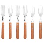 6PC Table Forks Natural Wood Handles