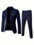 2-PIECE Men's Solid Single-breasted Suit Set Formal Jacket And Trousers Ensemble Light Business Style