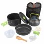 10 Pieces Camping Cookware Set - Black