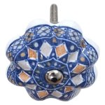 Pumpkin Ceramic Drawer Knob Blue And Beige 6CM
