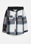 PoP Candy Hooded Tartan Overshirt - Blue & Ecru