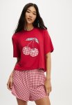 Cotton On So Soft Short Sleeve Jersey Sleep Set - Warm Cherry gingham