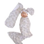 Wrap Set Swaddle Set Beige Stripe Laurel Leaf Neutral