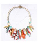 Beaded Resin Ball Coral Necklace - Multi Free
