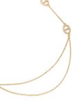 Waterproof Gold Plated Stainless Steel Cubic Zirconia Oval Double Chain Necklace