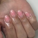 24PCS White Polka Dot Press On Nails Short Almond Fake Nail Soft Pink Gradient Polka Dot Nails Press Ons Glossy Finish Nude Acry