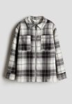 Cotton Flannel Overshirt - Grey & White