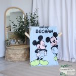 Personalised Fleece Blanket Mickey Mouse Light Blue And Grey