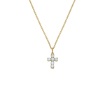 Yellow Gold Cubic Zirconia Cross Pendant On Chain