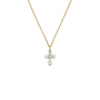 Yellow Gold Cubic Zirconia Cross Pendant On Chain