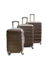 Brown 3-PIECE Abs Luggage Set With Spinner Wheels Telescopic Handle