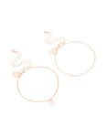 Rose Gold Pink Stone Heart Charm & Chain Bracelets 2-PACK