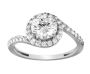 9CT White Gold C.z Swirl Solitaire Dress Ring Size L