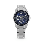 Gents Silver Toned Watch With Blue Multi Dial
