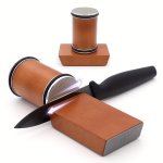Manual Knife Sharpener With Magnetic Absorption 2-STAGE Diamond Grinding And Ceramic Honing Discs Uncharged Kitchen Tool With Co