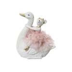 Polyresin Mouse Ballerina With Bow On Swan 17.2X11.3X18CM