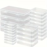 12PCS Transparent Plastic Storage Box Clear Storage Box With Hinged Lid Multipurpose Finishing Organizer For Jewelry Accessories