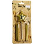 Happy Birthday Golden 5 Star & Candles Set