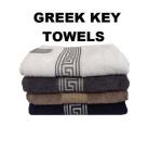 Simon Baker - Greek Key Bath Sheets 600 Gms Various Colours - 90CM X 150CM - White 90CM X 150CM