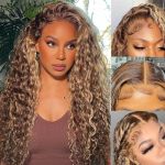 Ladoux Ombre Honey Blonde 13X6 HD Transparent Water Wave Lace Front Human Hair Wigs For Women 180% Density 4 27 Colored Highligh