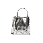 Basket Laminated Bucket Bag -silver
