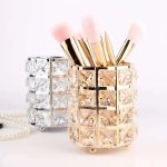 Crystal Make-up Brush Holders - Square Silver