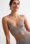Viscose-blend Crop Top - Dark Beige