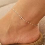 Evelyn-ann 925 Sterling Silver Cross Ankle Chain Size 20.8CM Adjustable