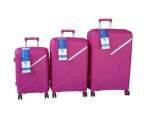 Smte Unbreakable Travel Luggage 3 Piece Suitcases Spinner Pink With Keychain