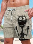 Men's 3D Funny Monster Pattern Print Beach Shorts Activewear Drawstring Quick Dry Shorts Lightweight Shorts For Summer Holiday B