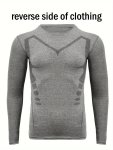Men's Solid Muscle Fit T-Shirt Active High Stretch Crew Neck Long Sleeve Quick Dry Sports Tee For Hiking Jogging Cycling Outdoor