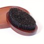 Mane Bristle Hair Brush For Normal Hair - 1pc Vintage Curved Wave Design Wooden Anti-Static Hair Detangling Brush