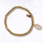 Diamante Charm Beaded Bracelet - Gold Free