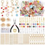 Wurosi 544PCS Charms Lip Gloss Keychain Making Kit Bag Charm Kits With Key Chain Hooks Charms Chains Jump Rings Lobster Clasps P