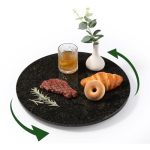 Koville 16" Marble Lazy Susan For Kitchen Counter Black Marble Turntable For Dinning Lazy Susans Organizer For Cabinet Serving