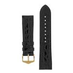Crocograin Crocodile Embossed Leather Watch Strap In Black - 22MM Silver
