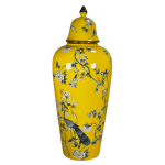 Ginger Jar Yellow With Peacock & Flowers 18X47CM