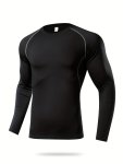Men's Workout Shirt Active High Stretch Breathable Compression Moisture Wicking Base Layer Quick Dry Sports Shirt For Outdoor Gy