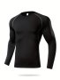 Men's Workout Shirt Active High Stretch Breathable Compression Moisture Wicking Base Layer Quick Dry Sports Shirt For Outdoor Gym Running Fitness