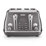 De'Longhi Delonghi 4 Slice Grey Icona Metallics Toaster - CTOT4003.GY
