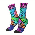 Festive Hip Hop Vintage Groove Acid Wash Crazy Men's Compression Socks - Unisex Harajuku Seamless Printed Funny Novelty Happy Cr