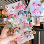 10pcs Lovely Cartoon Pattern Decorative Hair Side Clips Cute Unicorn Hair Fringe Clips Rainbow Hair Clips Stylish Hair Barrettes