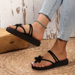 Women's Flower Flat Slides Fashion Clip Toe Summer Shoes Lightweight Casual Outdoor Beach Slides