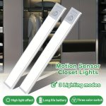 1PC LED Ultra-thin Motion Sensor Cabinet Light Three-tone Light Counter Lighting Magnetic USB Rechargeable Kitchen Night Light S