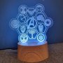 Avengers LED Night Light - Rectangle Real Wood Base Warm White Light
