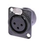 Neutrik NC3FD-L-BAG-1 3-PIN Xlr Female Panel Connector Black