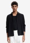 Regular Fit Hole-knit Shirt - Black