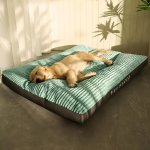 Pet Heaven Rectangular Dog Bed Mat - Stripe Pattern Polyester Fiber Cotton-filled Non-skid Bottom Removable Washable Cover For S