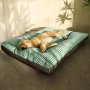 Pet Heaven Rectangular Dog Bed Mat - Stripe Pattern Polyester Fiber Cotton-filled Non-skid Bottom Removable Washable Cover For Small To Large Dogs All-season Comfort