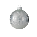 Bauble With Trees Silver - 8CM - Shiny